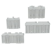 4pcs Miniature Apartment Building Model Microlandscape Layout Prop Plastic Small Building