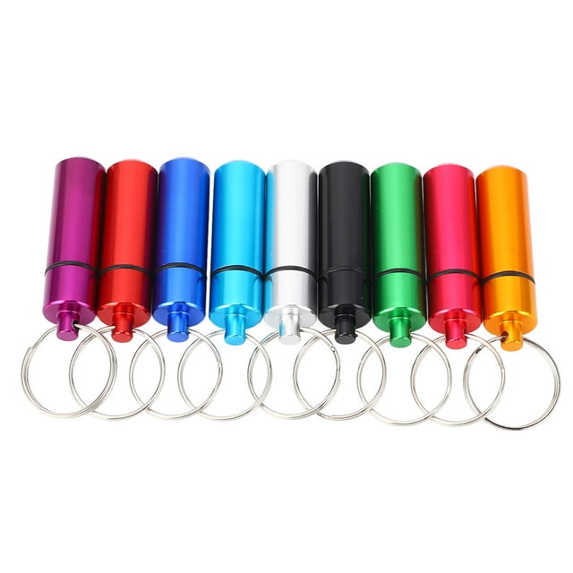 9 UDS. Pastillero Inmediable de aluminio Con Llavero, Prácico Almacenamiento de Utilidad para actividades al aire