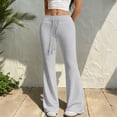thumbnail image 7 of Women's Drawstring Waist Bell Bottom Flare Leg Sweatpants Sports Causal Pants Solid Buttoms, 7 of 7