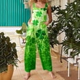 thumbnail image 2 of Gyujnb Women's St. Patrick's Day Overalls - Gradient Green Glitter Shamrock Print Pocketed Wide Leg Jumpsuit for Irish Festival,XL, 2 of 6