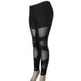 thumbnail image 6 of Nafuu Women Yoga Pants Solid Color High Waist See Through Mesh Wrap Stretchy Fitness With Sheer Panel Design For Workout And Dance Stylish Home Yoga Slacks, 6 of 9