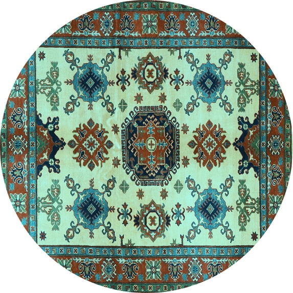 Ahgly Company Indoor Round Persian Light Blue Traditional Area Rugs, 8' Round