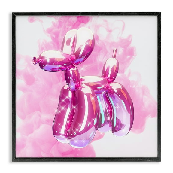 Stupell Industries Pink Glam Balloon Dog Abstract Painting Black Framed Art Print Wall Art, 12 x 12