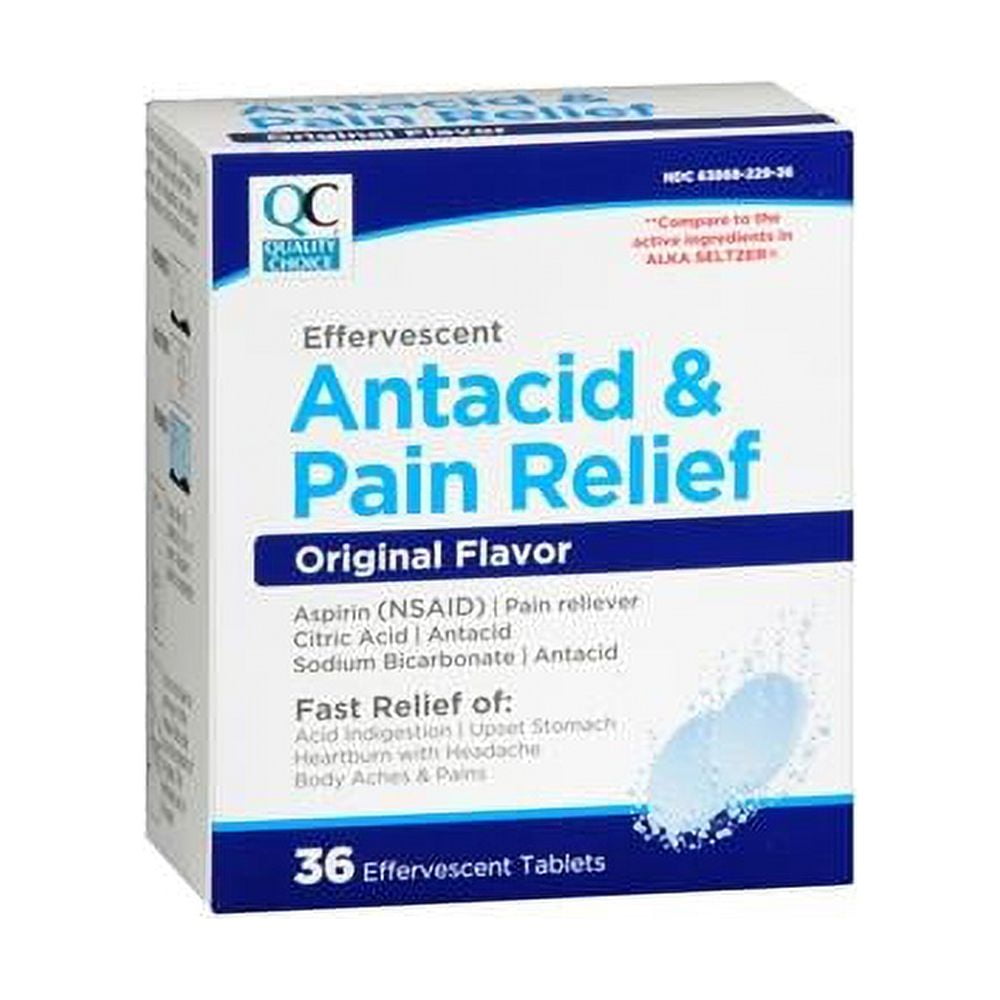 Quality Choice Effervescent Pain Relief Antacid Tablets 36 Count Each