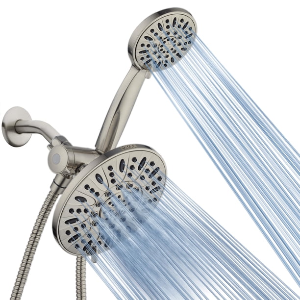 Combo de lluvia de 3 vías de alta presión de 7 pulgadas con manguera de acero inoxidable cabezal de ducha de lluvia de 6 ajustes y ducha de mano acaba