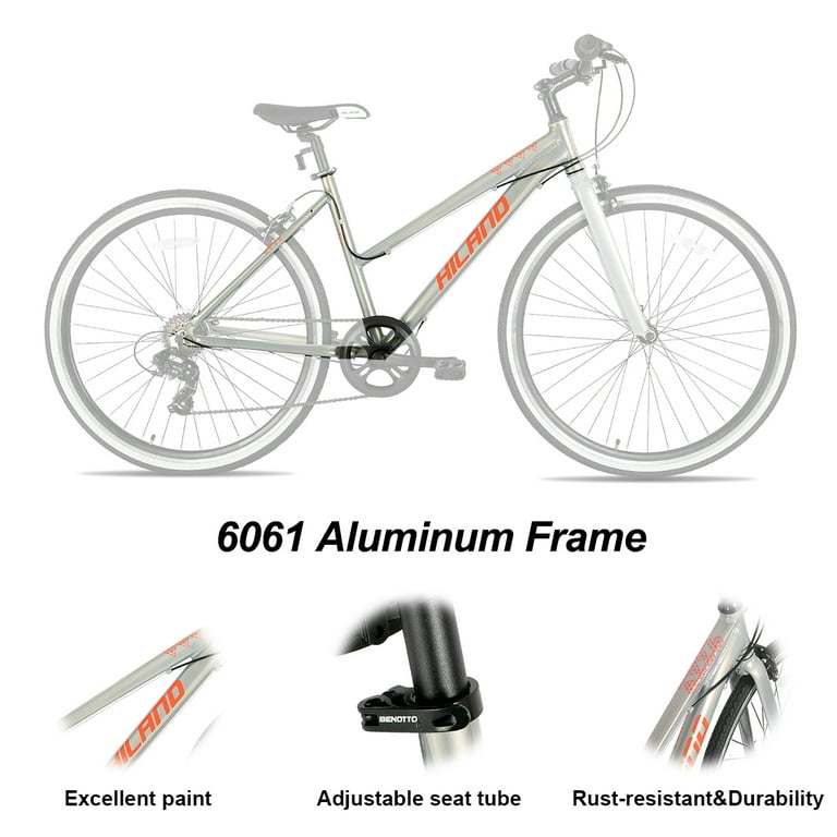 【美品】HILAND ロードバイク 700c ホワイト Lサイズ 2×7 HILAND 700C Road Hybird Bike, 21 speeds Urban City Commuter
