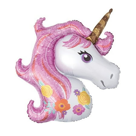 Unicorn Balloon - Large Metallic - 33 X 29 Inch - Head Shaped