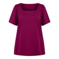 thumbnail image 6 of Npasoilc T-Shirts for Women Plus Size Short Sleeve Crew Neck Solid Color Puff Sleeve Loose Summer Fashion Tops, 6 of 6