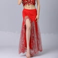 thumbnail image 4 of BLTIBY Belly Dance Sequin Split Skirt for Women Dance Wrap Hip Skirt Ladies Stage Performance Long Dress Dance Practice Half Skirts Red Free Size, 4 of 6