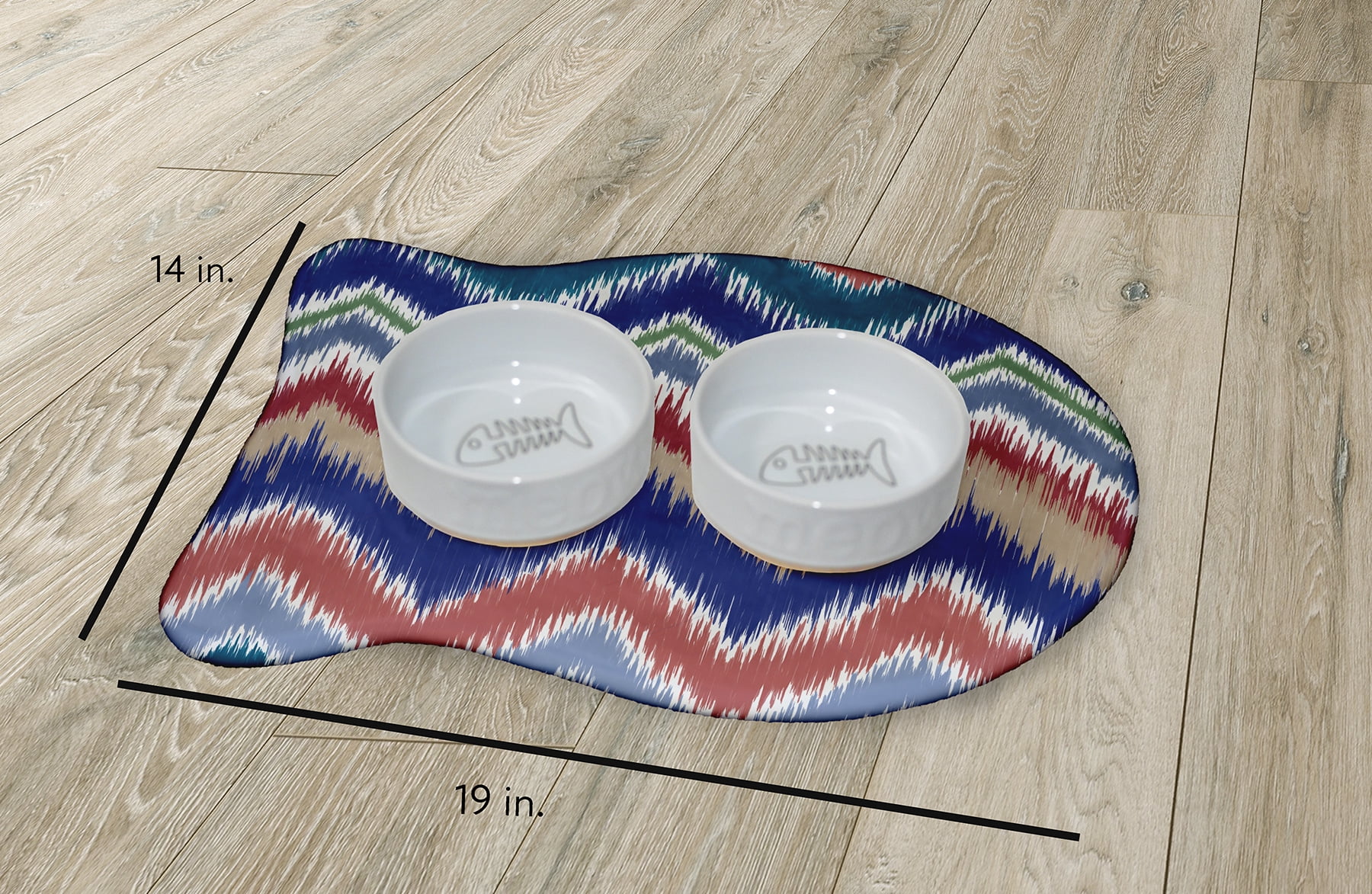 Simply Daisy Chevron Rug Fish Shape Pet Feeding Mat for Cats