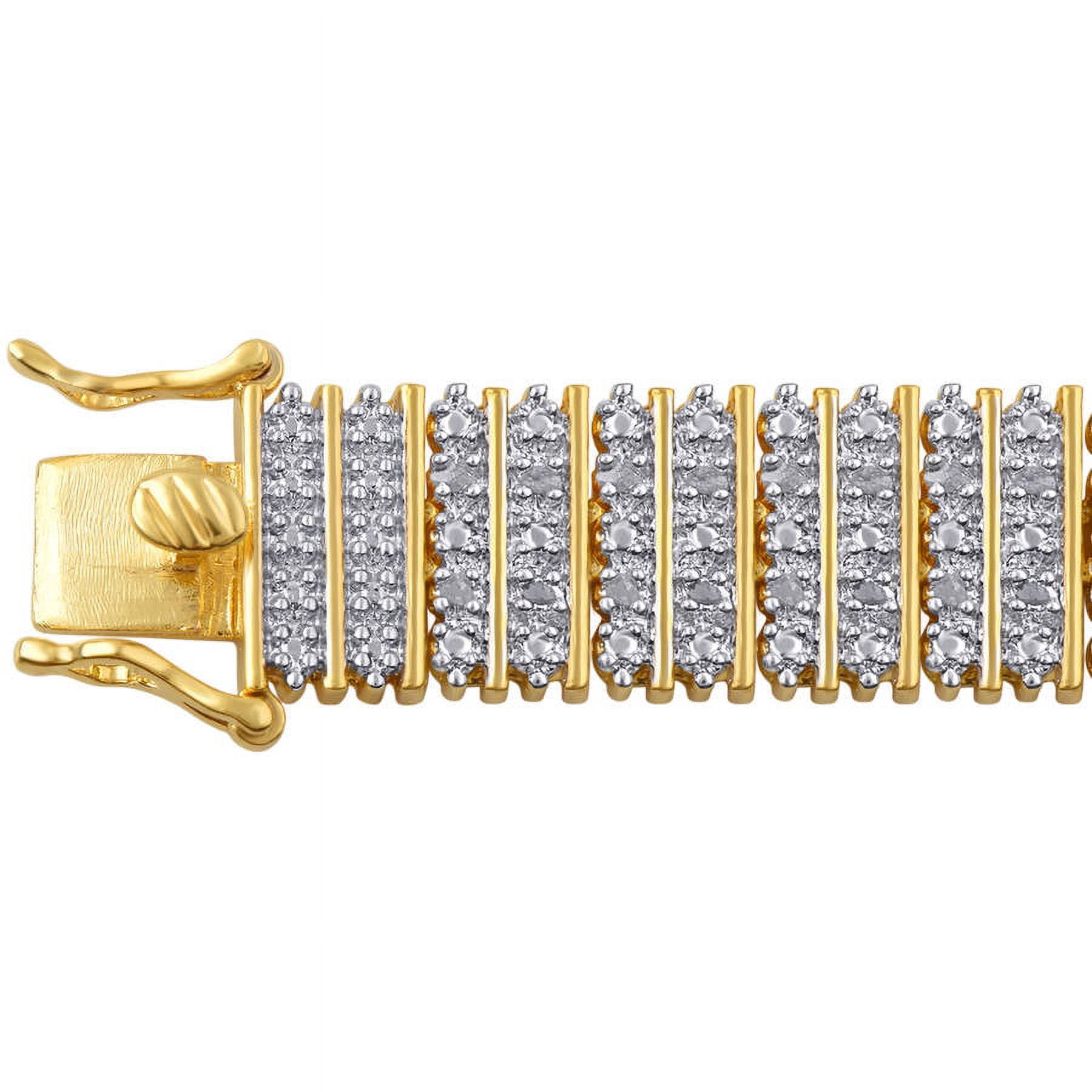 Arista 1.00 ct Round Diamond Column Link Bracelet in 14K Yellow Gold Tone Brass, 7.5" (I-J, I2-I3)