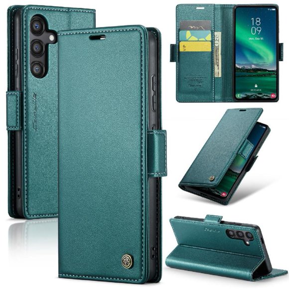 Funda tipo cartera Samsung Galaxy S24 FE con cierre magnético, RFID, tarjetero, soporte, carga inalámbrica