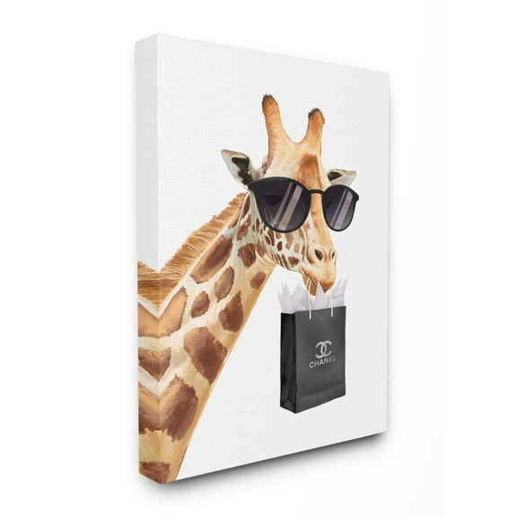 Glam Fashion Giraffe Animal Painting Oversized Stretched Canvas Wall Art by Ziwei Li