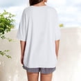 thumbnail image 2 of bbyeadc Women's Summer Tops 2025 Short Sleeve Shirts Dressy Casual Crew Neck Tshirts Fashion | White, XL, 2 of 5
