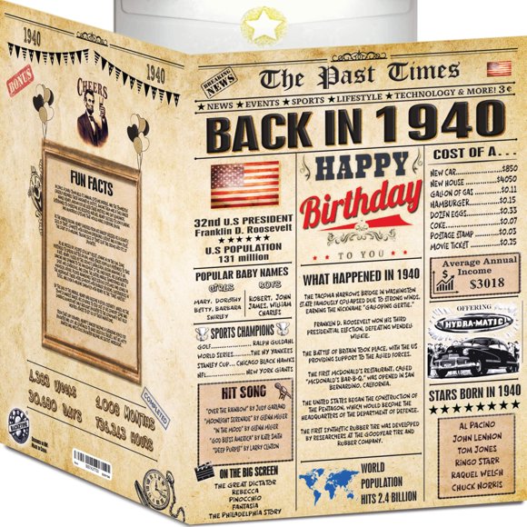 Tarjeta de cumpleaños 86 Back2Time jumbo vintage 26 x 19 cm