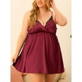 thumbnail image 2 of Unique Bargains Women's Plus Size Camisole Side Lingerie Nightgowns 3X Burgundy, 2 of 6