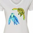 thumbnail image 4 of Inktastic Sea Turtles Swimming Together Women's V-Neck T-Shirt, 4 of 5