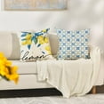 thumbnail image 5 of Lemon Summer Throw Pillow Covers, 18 x 18 Inch Bule Diamond Check Bamboo Summer Cushion Case for Sofa Couch Set of 4, 5 of 6