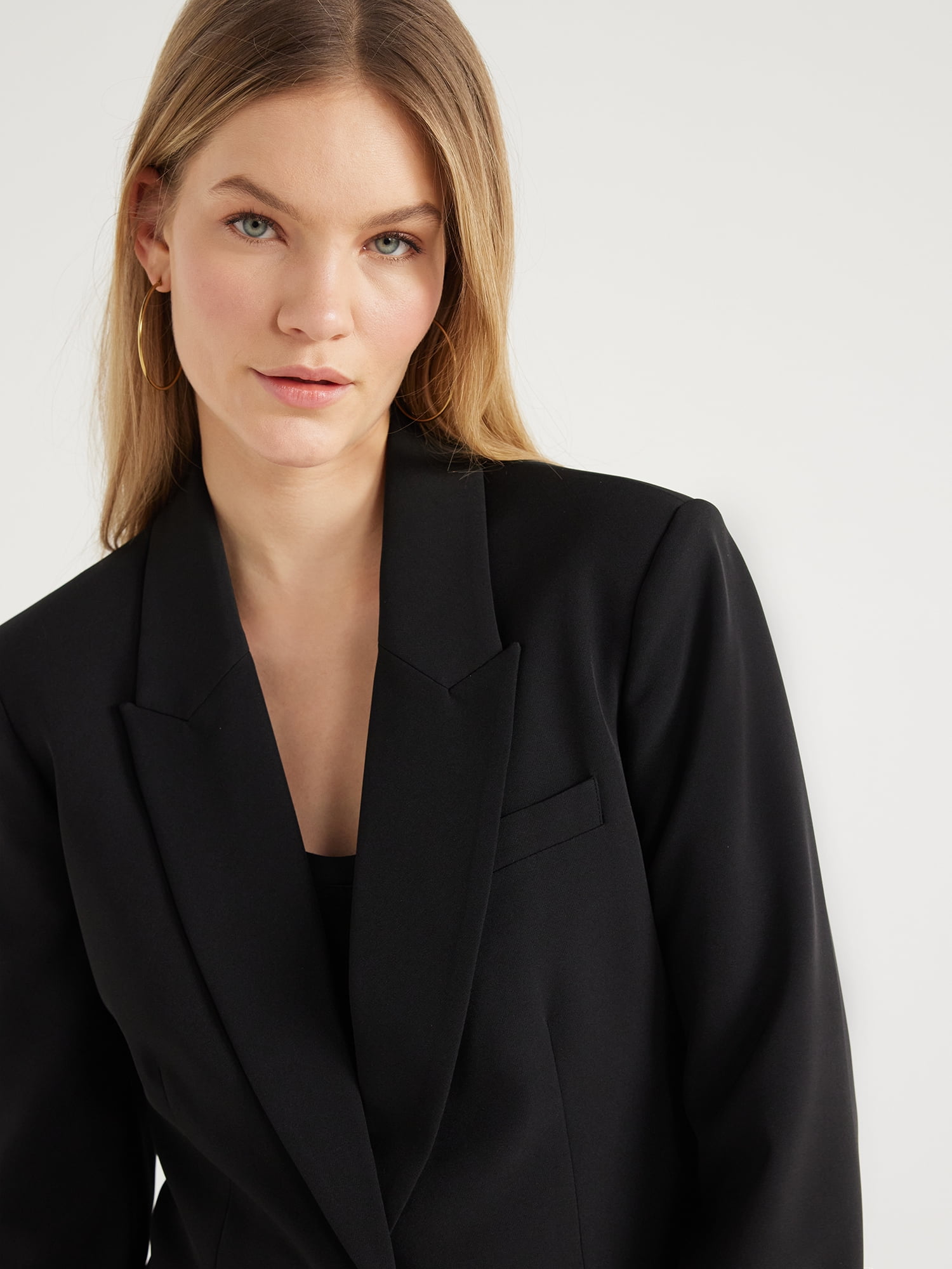 Scoop Women's & Women's Plus Crepe One Button Suit Blazer, Sizes XS-4X