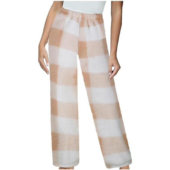 JXMVOJ Women's Super Soft Flannel Plaid Pajama Sleep Pants Womens Fashion Printing Winter Causal Outing Full Length Pants