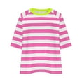 thumbnail image 4 of CLOISE Womens Blouses Fall Cute Striped Shirts Crewneck 3/4 Sleeve Raglan Blouses Oversized Knit Colorblock Basic Tees Flowy Clothes Hot Pink 2XL, 4 of 4