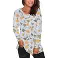 thumbnail image 5 of T-Shirt Blouse Décontracté à Manches Longues pour Femmes, Col Rond, Imprimé, 5 of 5