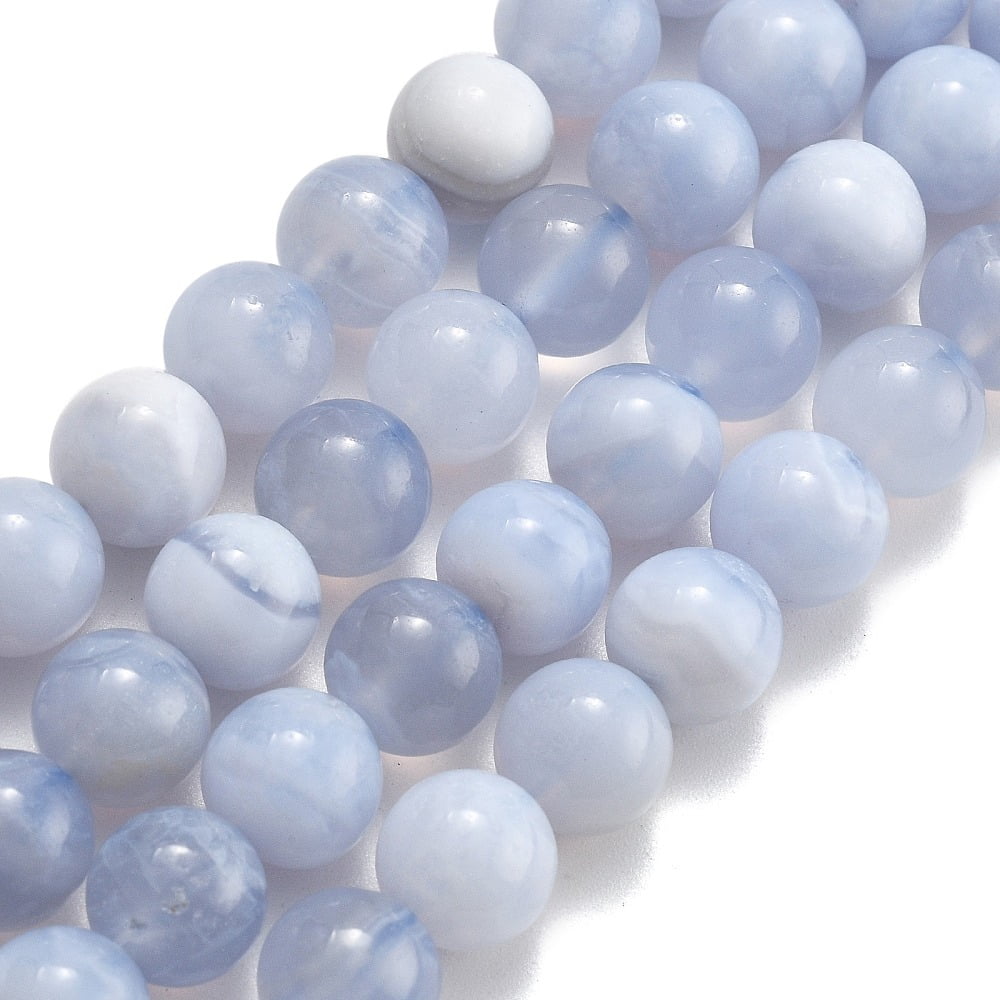 1 strand Natural Blue Lace Agate Beads Strands Round 8mm Hole: 1mm 49pcs/strand 15.3 inch
