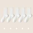 thumbnail image 2 of Tao Tao Women Thin Viscose Bamboo Socks Crew Lightweight Above Ankle Casual Dress Sock For Ladies Bootie Trouser 5 Pairs White Free Size, 2 of 3
