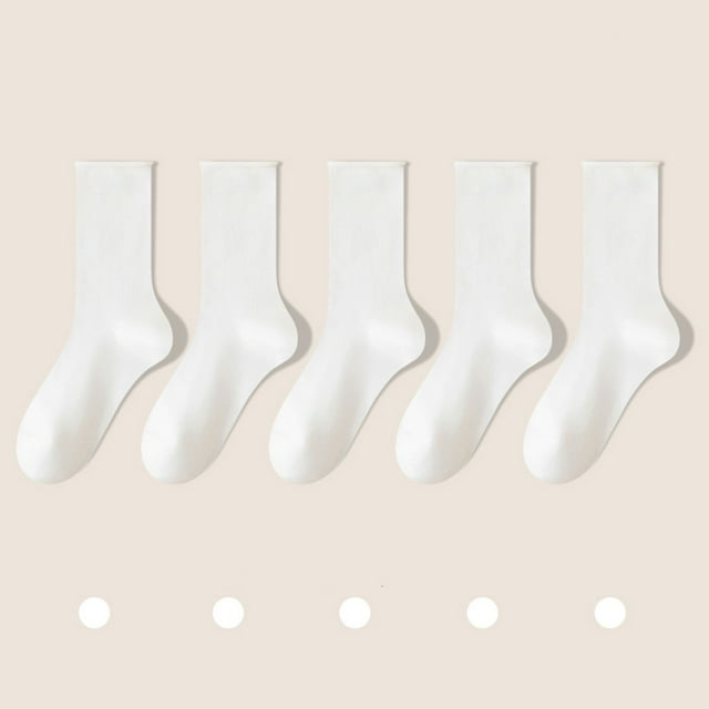 Trending,Women's Mid-calf Socks, Solid Color, Comfortable Warm, Breathable Multicolor, For Daily Wear, Long-lasting, Seamless Toe, Machine Washable Sporty Fit|Cotton,White,Sopatenor