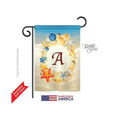 Breeze Decor 80157 Summer A Monogram 2-Sided Impression Garden Flag - 13 x 18.5 in.