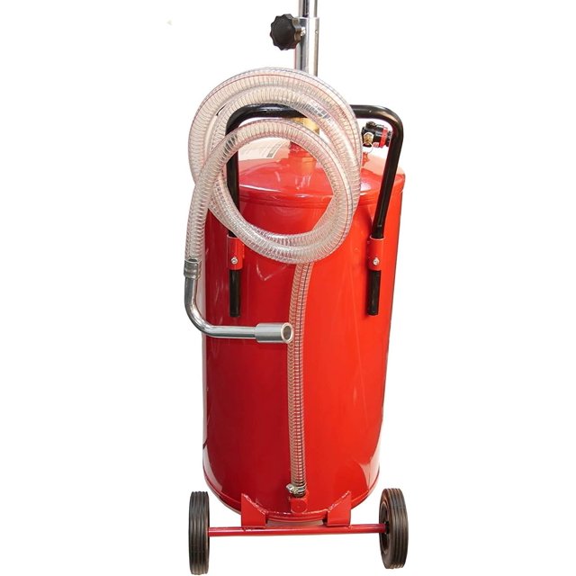Ourlova Portable Fee Oil Drain 18 Gallon Waste Oil Container for Steel Oil Change Pan with Brake Wheels Liquid Level Indicator Tube Oil Cart for Oil Drain Funnel Drain