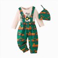 thumbnail image 5 of TOWED22 My First Halloween Baby Boys Girls Outfit Long Sleeve Pumpkin Romper Suspender Pants Set with Hat Newborn Boys Girls Fall Clothes,0-3 M, 5 of 6
