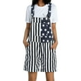 thumbnail image 2 of KOMOO Plus Size Overalls American Flag One Piece Romper Denim Bib Shorts Casual Jean Rompers Adjustable Strap Jumpsuits with Pockets for Men Women, 2 of 10