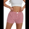 thumbnail image 1 of Pantalones Cortos de Pijama A Cuadros Y2K para Mujer, Tipo Bóxer Elástico, Estilo Urbano Rojo XL, 1 of 10