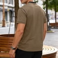 thumbnail image 4 of GrmtClth Shirts for Men Summer Henley Button T-Shirt Breathable Short Sleeve Top Work with Pocket Tee Collar Colorblock Camel M, 4 of 7