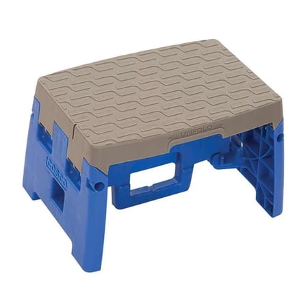 WBTER 11903BGR1E One-Step Folding Step Stool, 300 lb, 8 1/2" Working Height, Blue/Gray