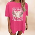 thumbnail image 2 of Oversized Shirts for Women Vintage Country Music Cowboy Graphic Short Sleeve Tees Casual Trendy Relaxed Fit Workout Tops Z002-Hot Pink L, 2 of 4