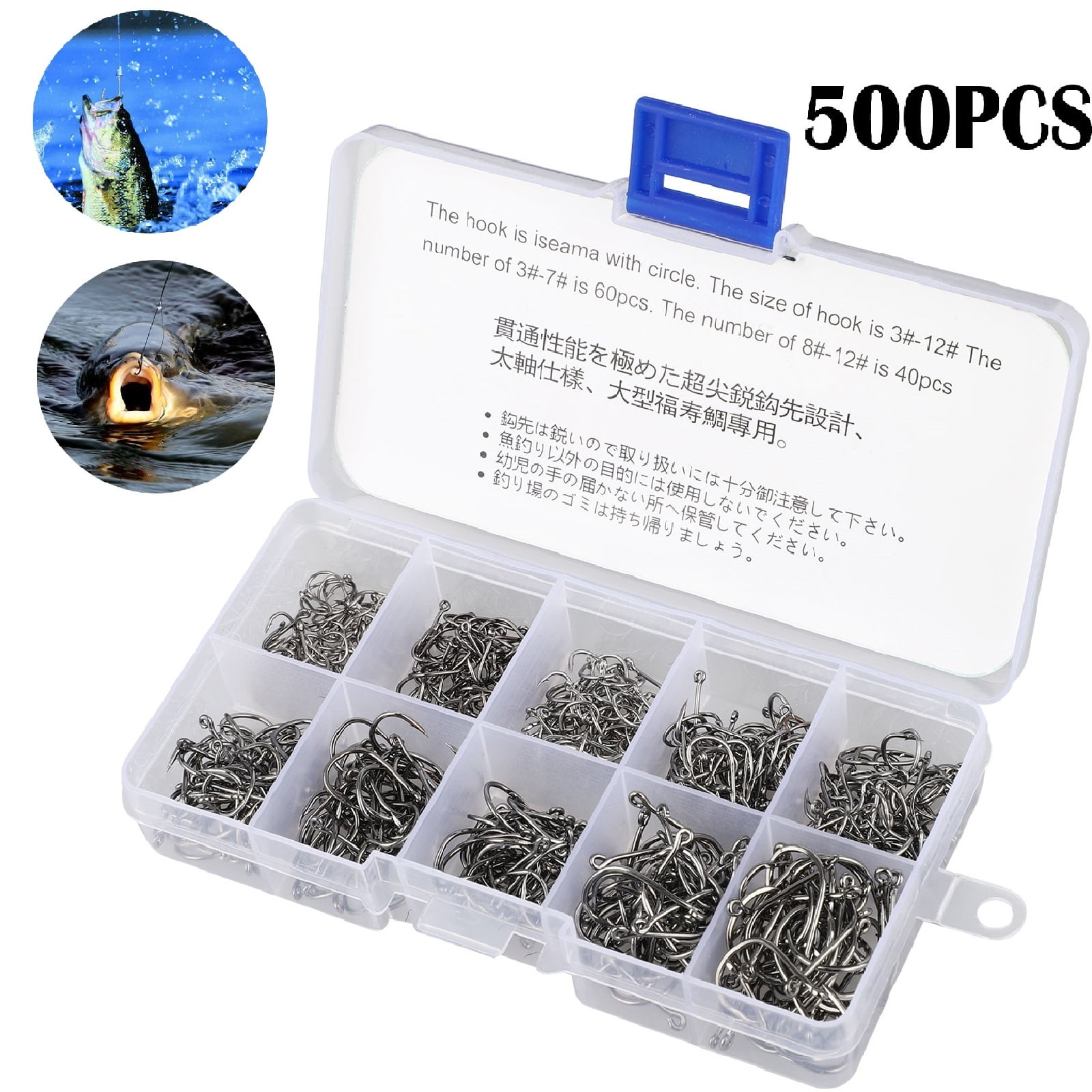 100Pc Chic Perforated Hooks Box Assorted Fishing Sharpened Hook Lure Tackle Bait 