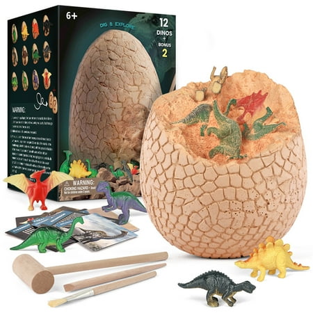 

Dinosaur Eggs Dig Kit Archaeological Dig Toy Giant Dino Eggs Dig Kit with 14 Suprise Dinosaurs Toys DIY Archaeology Science Kit Christmas Easter Gifts for Kids Age 6 7 8 9 10 Years Old