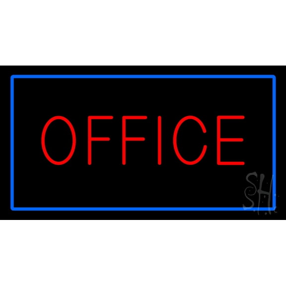 Red Office Blue LED Neon Sign 13 x 24 - inches, Black Square Cut Acrylic Backing, with Dimmer - Bright and Premium built indoor LED Neon Sign for Defence Force.