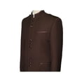 thumbnail image 5 of Mens Apollo  King  Banded Collarless suit Chinese Mandarin Wide leg AG94 Brown, 5 of 11