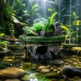 thumbnail image 5 of Floating Aquarium Rock Cave Ornament, 6.3x7.1in Artificial Moss Floating Stone Fish Tank Decor with Simulated Green Plants, 5 of 7