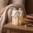 thumbnail image 3 of White Ceramic Christmas Village House Tea Light Holder, Decorative Seasonal Accent, Versatile Display, for Christmas Tree, Mantel, Shelf, Doorway, Living Room and Holiday Party Decor, 3 of 7