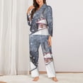 thumbnail image 3 of Kll Winter Landscape Print Women'S Long Sleeve Pajamas With Pants Sleepwear Loungewear 2 Set-Large, 3 of 9