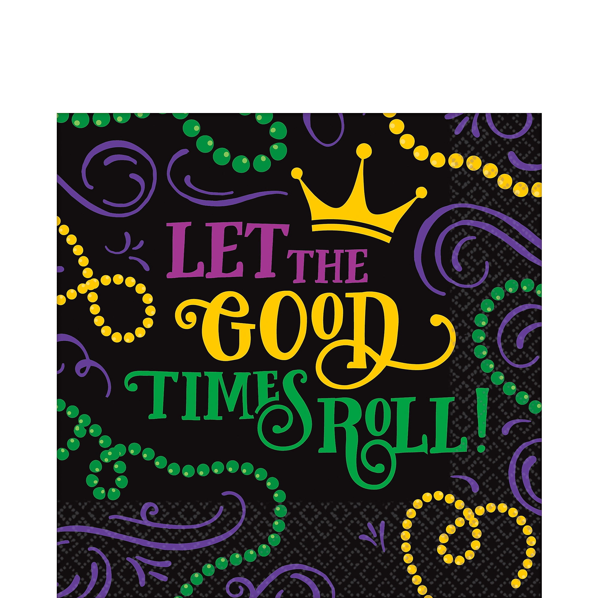Amscan Good Times Mardi Gras Napkins 6 1/2 x 6 1/2 Inches 125 Count
