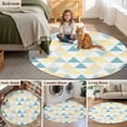 thumbnail image 5 of Round Rugs 3Ft, Teal Yellow Geometric Round Area Rug Washable Indoor Throw Carpet, Modern Triangle Abstract Art Small Non Slip Circle Rug for Bedroom Living Room Home Decor Aesthetic, 5 of 8