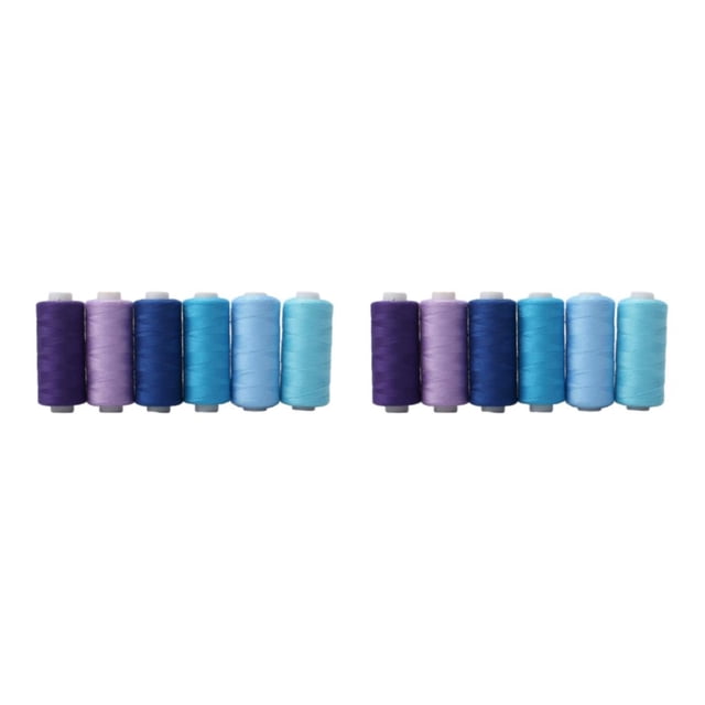 Guardoinrt 1/2/3 Hand Stitching Thread Set - Durable Prewound Bobbin Threads For Sewing Blue 6 color line 2PCS