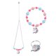 thumbnail image 1 of EeaseMX 1 juego de collar y pulsera de cuentas con cadena para el cuello y anillo de unicornio para niños., 1 of 7