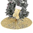 thumbnail image 3 of Falda de árbol de Navidad con copo de nieve, faldas grandes para árbol de Navidad con calcetín de Feliz Navidad para fiestas de feliz año nuevo (1 juego-Dios), 3 of 5