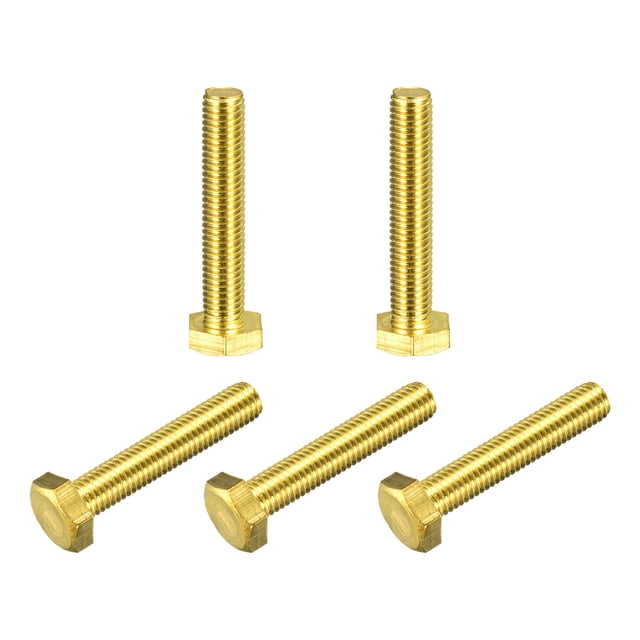 Latón Hexagonales Pernos, M10x55mm 5uds Totalmente Roscado Grado 4.8 Sólido Latón Hexagonal Cabeza Perno Máquina Tornillos Unique Bargains pernos hexagonales